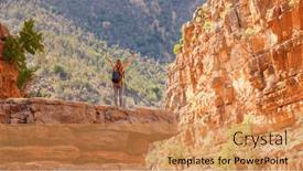 Presentation with cliff - PPT layouts consisting of happy-woman-on-cliff background and a coral colored foreground