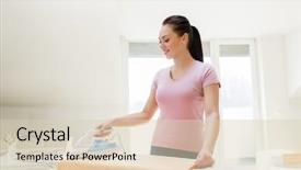  Presentation with ironing - Amazing PPT layouts having happy woman or housewife iron backdrop and a lemonade colored foreground
