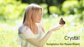  Presentation with young children playing multicultural - Colorful slide deck enhanced with happy woman playing with butterfly backdrop and a  colored foreground