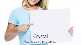 Presentation with points - PPT layouts with happy-woman-points background and a sky blue colored foreground