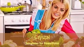  Presentation with fish - Amazing presentation theme having happy-woman-prepare-fish backdrop and a red colored foreground