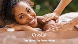  Presentation with woman body - Beautiful presentation featuring happy-woman-relaxing-with-oil backdrop and a coral colored foreground