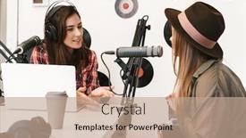  Presentation with singer - Slide set featuring happy-woman-singer-performing background and a coral colored foreground