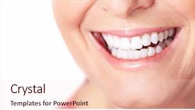  Presentation with dental - Theme consisting of happy woman smile dental care background and a lemonade colored foreground