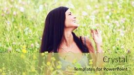  Presentation with soap - Slides with happy-woman-smile-in-green background and a yellow colored foreground