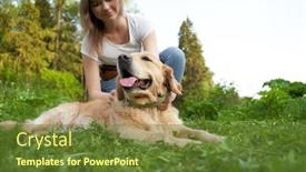  Presentation with next - Theme enhanced with happy-woman-squatting-next background and a tawny brown colored foreground