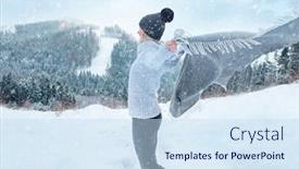  Presentation with traveler - Cool new presentation theme with happy-woman-traveler backdrop and a sky blue colored foreground