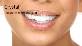  Presentation with shining star - Presentation theme consisting of happy woman white shining teeth background and a coral colored foreground