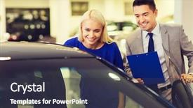  Presentation with car dealer - Presentation featuring happy woman with car dealer background and a  colored foreground