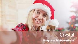  Presentation with dog christmas - Theme consisting of happy-woman-with-dog background and a coral colored foreground
