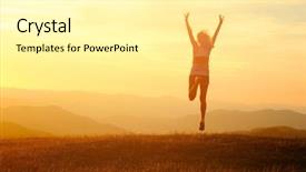  Presentation with bright future - PPT layouts enhanced with happy woman with open arms background and a blonde colored foreground