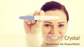  Presentation with pregnancy art - Slide deck featuring happy woman with pregnancy test background and a  colored foreground