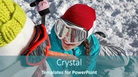  Presentation with snowman - Slides having happy woman with snowman outdoors winter vacation background and a ocean colored foreground