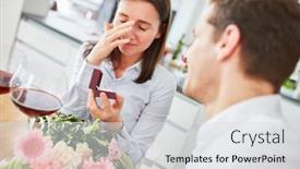  Presentation with tears - Colorful PPT theme enhanced with happy-woman-with-wedding-ring backdrop and a light gray colored foreground