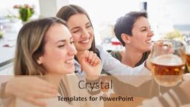  Presentation with football women - PPT layouts enhanced with happy-women-hug-each background and a coral colored foreground