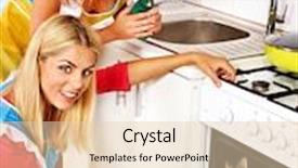  Presentation with fish - Presentation theme enhanced with happy-women-prepare-fish background and a lemonade colored foreground