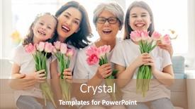  Presentation with grandma - PPT layouts enhanced with happy-women-s-day-child background and a coral colored foreground