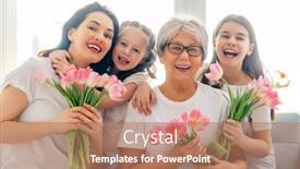  Presentation with happy holiday - PPT layouts enhanced with happy-women-s-day-child background and a coral colored foreground