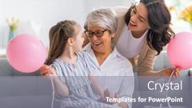  Presentation with grandma - Presentation theme featuring happy-women-s-day-child background and a gray colored foreground