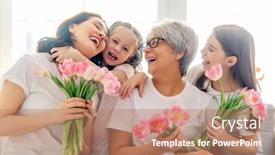  Presentation with family day - PPT layouts featuring happy-women-s-day-child background and a coral colored foreground