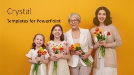  Presentation with grandma - Cool new slides with happy-women-s-day-children backdrop and a gold colored foreground