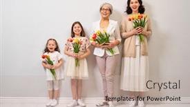  Presentation with grandma - PPT theme having happy-women-s-day-children background and a mint green colored foreground