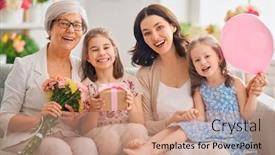  Presentation with happy holiday - Slides consisting of happy-women-s-day-children background and a coral colored foreground