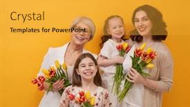  Presentation with grandma - PPT theme having happy-women-s-day-children background and a gold colored foreground