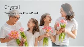  Presentation with grandma - Slide set enhanced with happy-women-s-day-children background and a light gray colored foreground