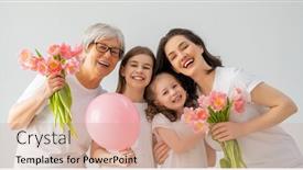  Presentation with grandma - Amazing presentation theme having happy-women-s-day-children backdrop and a coral colored foreground