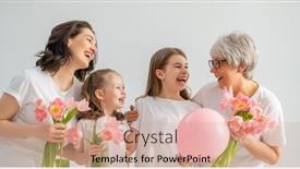  Presentation with grandma - Presentation design with happy-women-s-day-children background and a coral colored foreground