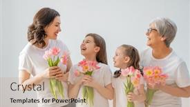  Presentation with grandma - Audience pleasing slide set consisting of happy-women-s-day-children backdrop and a coral colored foreground
