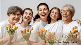  Presentation with happy-holiday - Slide deck with happy-women-s-day-children and a coral colored foreground