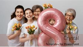  Presentation with happy holiday - Slides featuring happy-women-s-day-children and a coral colored foreground