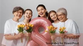  Presentation with happy holiday - Slides with happy-women-s-day-children and a coral colored foreground