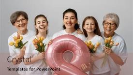  Presentation with happy holiday - Theme consisting of happy-women-s-day-children background and a coral colored foreground