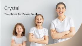  Presentation with togetherness - Slide deck having happy-women-s-day-daughters background and a light gray colored foreground