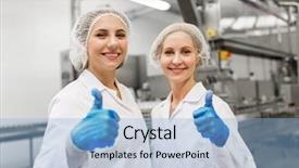  Presentation with ice cream - Beautiful slide deck featuring happy women technologists at ice backdrop and a light blue colored foreground