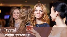  Presentation with night club - Presentation design with happy women with drinks at night club background and a tawny brown colored foreground