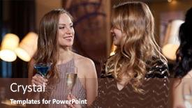  Presentation with night club - Audience pleasing slide deck consisting of happy women with drinks at night club backdrop and a tawny brown colored foreground