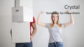  Presentation with strong link padlock - Slide set enhanced with happy work force - strong couple background and a  colored foreground