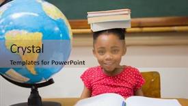  Presentation with school elementary - Theme enhanced with happy world - cute pupil holding books background and a  colored foreground