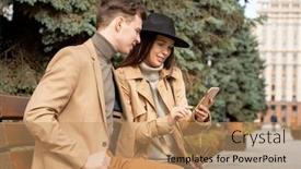  Presentation with young happy couple - Cool new presentation with happy-young-affectionate-couple backdrop and a coral colored foreground
