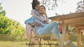  Presentation with served - Presentation design enhanced with happy-young-affectionate-woman background and a yellow colored foreground