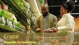  Presentation with grocery - PPT theme featuring happy-young-african-american-couple background and a tawny brown colored foreground