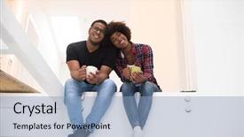  Presentation with married - Beautiful presentation theme featuring happy young african american couple backdrop and a light blue colored foreground