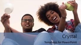  Presentation with african american black couple - Slide deck enhanced with happy young african american couple background and a teal colored foreground