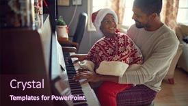  Presentation with christmas play - Presentation theme enhanced with happy-young-african-american-father background and a wine colored foreground