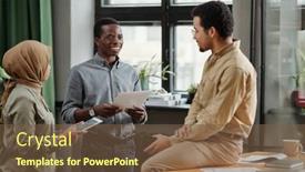  Presentation with paper making - Theme with happy-young-african-american-male background and a tawny brown colored foreground