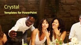  Presentation with african american wedding - Slide deck enhanced with happy-young-african-american-man background and a wine colored foreground